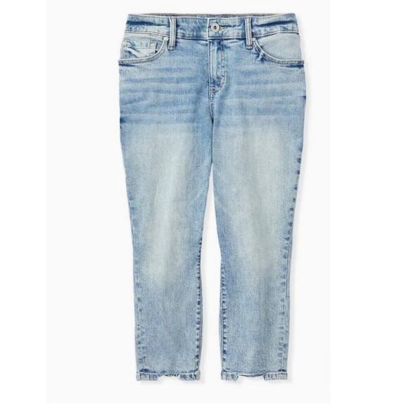 NWT TORRID Crop Skinny Vintage Stretch Mid-Rise Blue Denim Jeans Sz. 24 - Picture 2 of 5